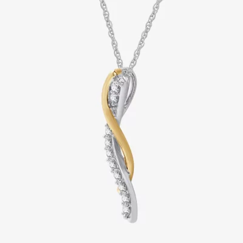 Womens 1/4 CT. T.W. Lab Grown White Diamond 14K Two Tone Gold Over Silver Sterling Silver 18 Inch Pendant Necklace