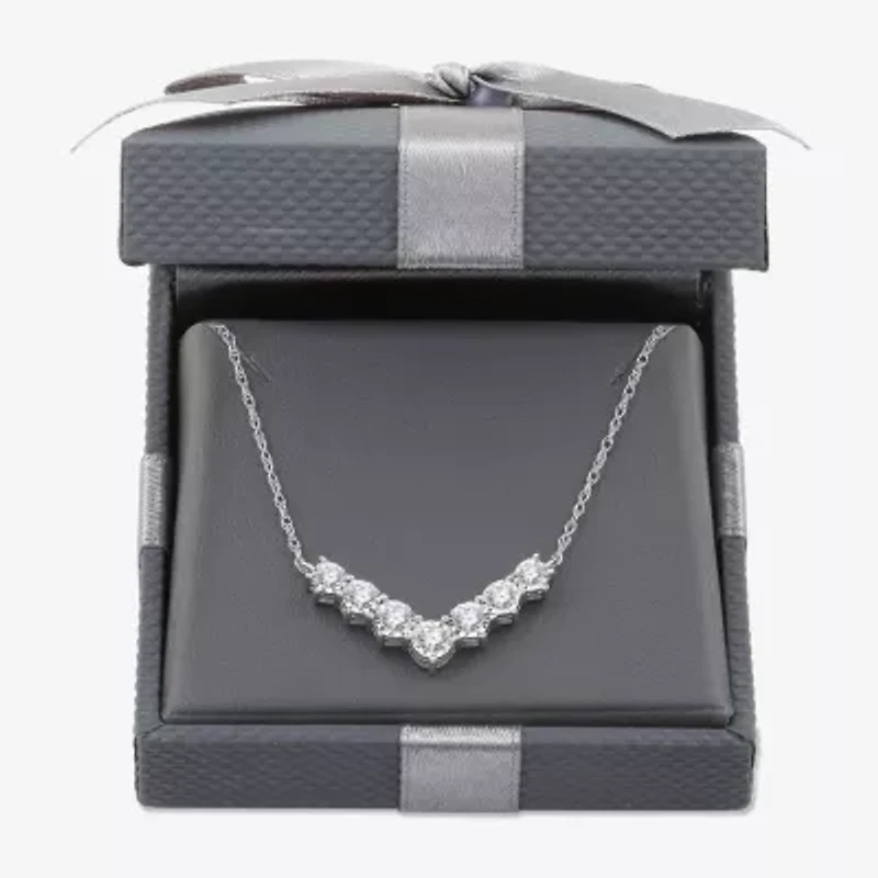 Womens 1/2 CT. T.W. Lab Grown White Diamond Sterling Silver 16 1/2 Inch Pendant Necklace