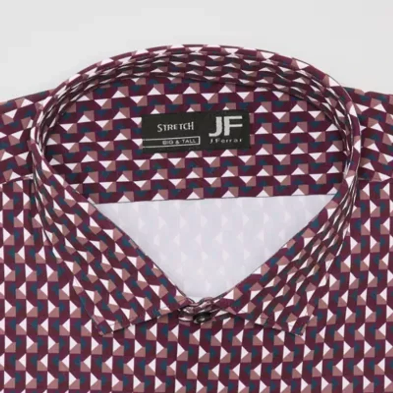 J. Ferrar Mens 360 Stretch Slim-Tall Fit Easy Care Fabric Long Sleeve Dress Shirt