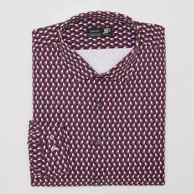 J. Ferrar Mens 360 Stretch Slim-Tall Fit Easy Care Fabric Long Sleeve Dress Shirt