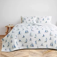 Reversible Coastal Print Quilt Set