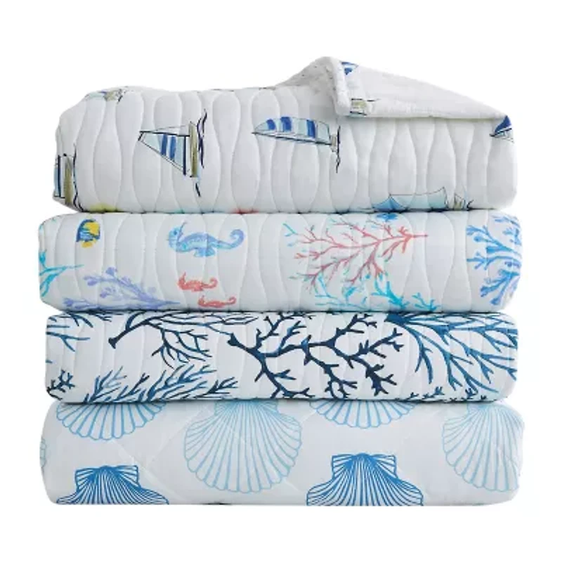 Reversible Coastal Print Quilt Set