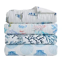 Reversible Coastal Print Quilt Set