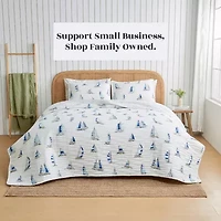 Reversible Coastal Print Quilt Set