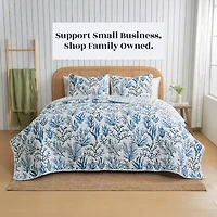 Reversible Coastal Print Quilt Set