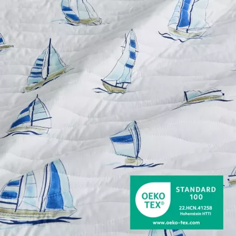 Reversible Coastal Print Quilt Set