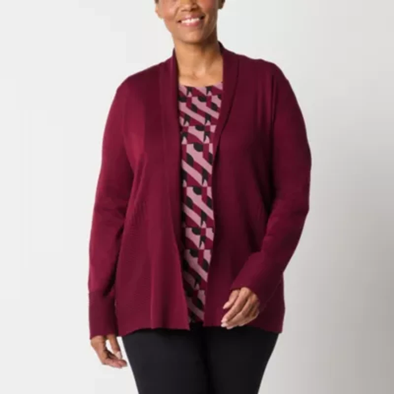 Liz Claiborne Womens Long Sleeve Open Front Cardigan