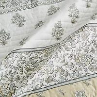 Reversible Floral Stripe Print Quilt Set