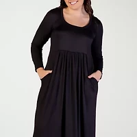 24seven Comfort Apparel Womens Plus Long Sleeve Maxi Dress