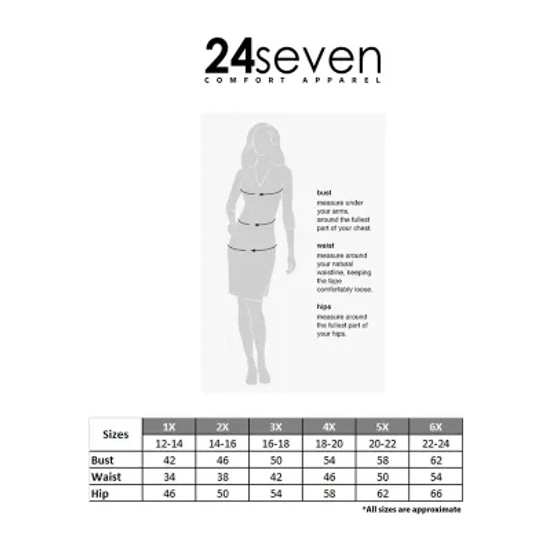 24seven Comfort Apparel Womens Plus Midi V Neck Long Sleeve A-Line Dress