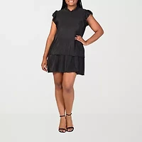 24seven Comfort Apparel Womens Short Sleeve Plus A-Line Dress