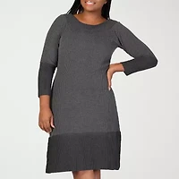 24seven Comfort Apparel Womens Plus Long Sleeve Sweater Dress