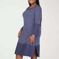 24seven Comfort Apparel Womens Plus Long Sleeve Sweater Dress