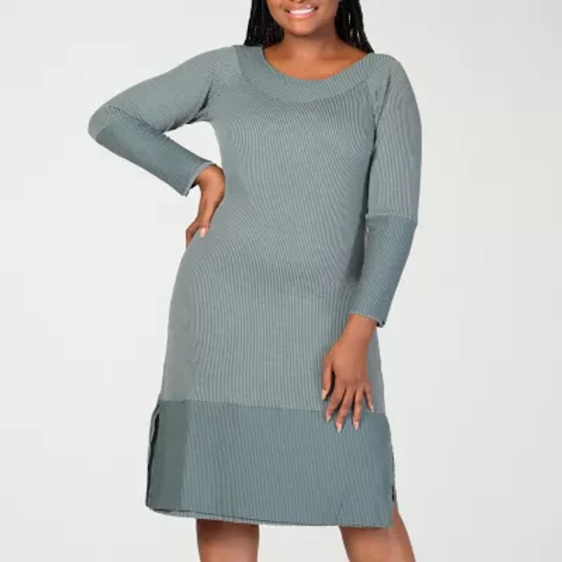 24seven Comfort Apparel Womens Plus Long Sleeve Sweater Dress
