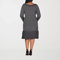 24seven Comfort Apparel Womens Plus Long Sleeve Sweater Dress