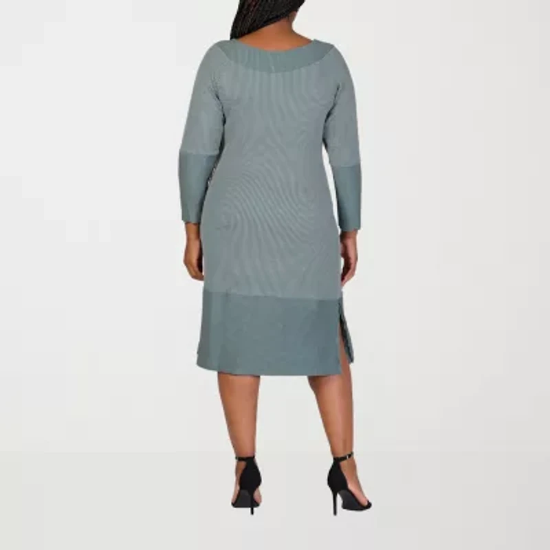 24seven Comfort Apparel Womens Plus Long Sleeve Sweater Dress