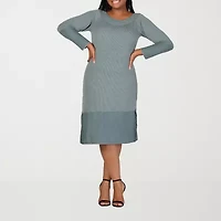 24seven Comfort Apparel Womens Plus Long Sleeve Sweater Dress