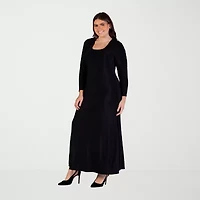 24seven Comfort Apparel Womens Long Sleeve Plus Maxi Dress