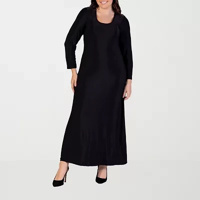 24seven Comfort Apparel Womens Long Sleeve Plus Maxi Dress