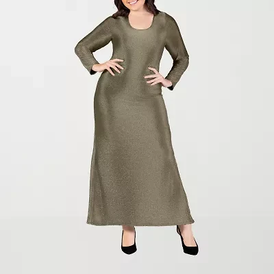 24seven Comfort Apparel Womens Plus Long Sleeve Maxi Dress