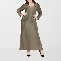 24seven Comfort Apparel Womens Plus Long Sleeve Maxi Dress