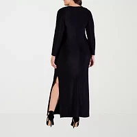 24seven Comfort Apparel Womens Long Sleeve Plus Maxi Dress