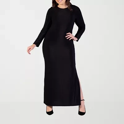 24seven Comfort Apparel Womens Long Sleeve Plus Maxi Dress