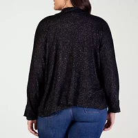 24seven Comfort Apparel Womens V Neck Long Sleeve Button Plus Cardigan