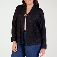 24seven Comfort Apparel Womens V Neck Long Sleeve Button Plus Cardigan