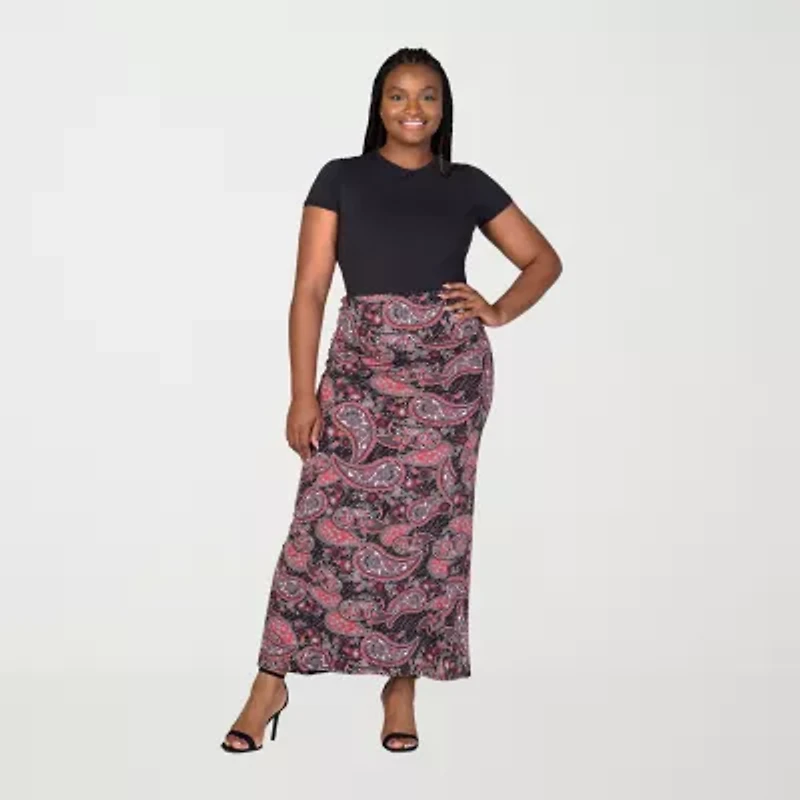 24seven Comfort Apparel Womens Maxi Skirt Plus