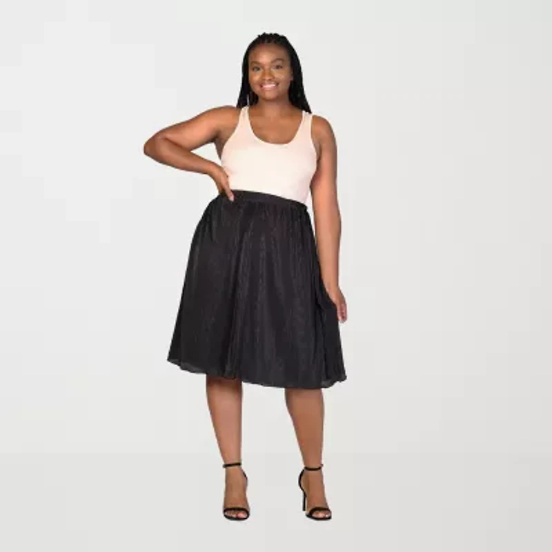 24seven Comfort Apparel Womens Midi Plus A-Line Skirt