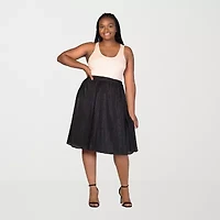24seven Comfort Apparel Womens Midi Plus A-Line Skirt