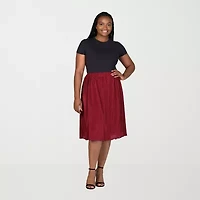 24seven Comfort Apparel Womens Plus Midi A-Line Skirt