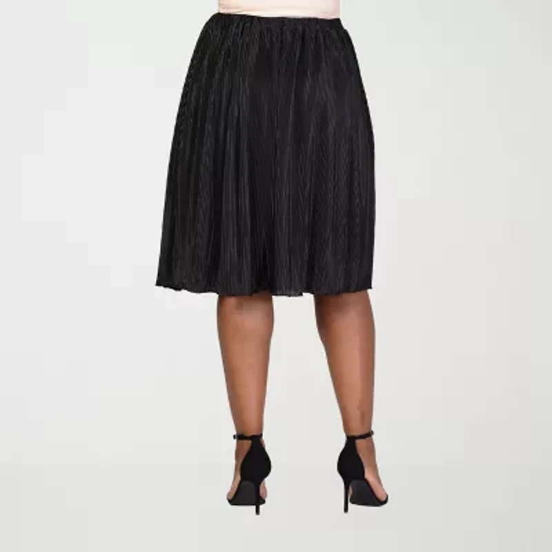 24seven Comfort Apparel Womens Midi Plus A-Line Skirt