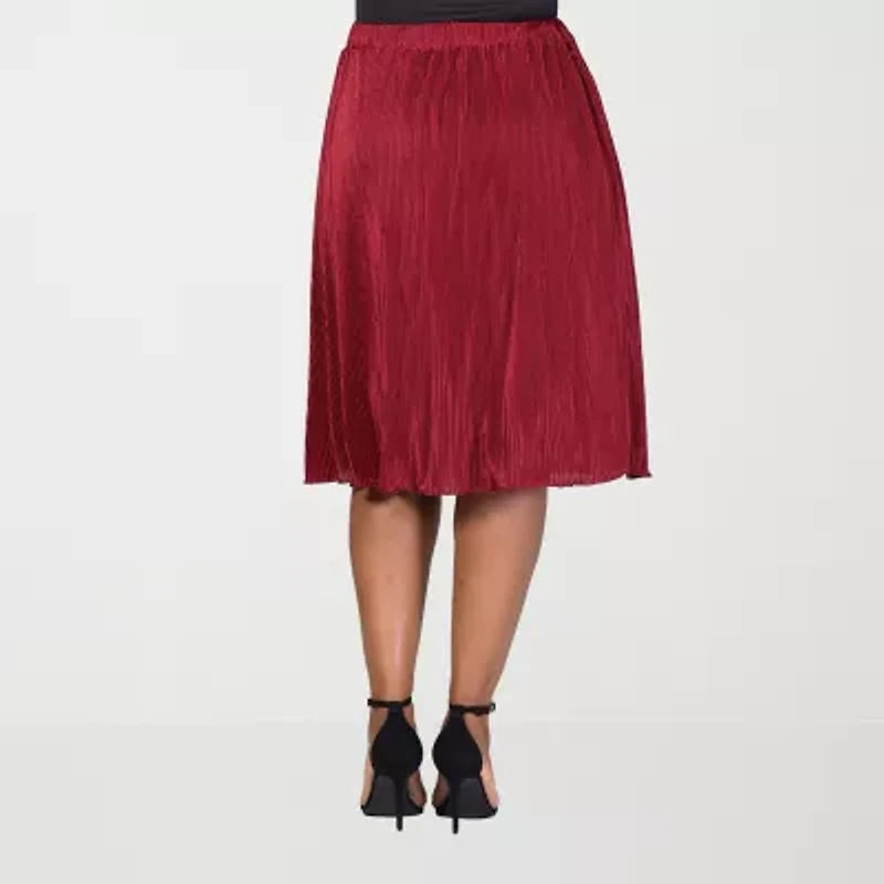 24seven Comfort Apparel Womens Plus Midi A-Line Skirt