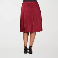 24seven Comfort Apparel Womens Plus Midi A-Line Skirt