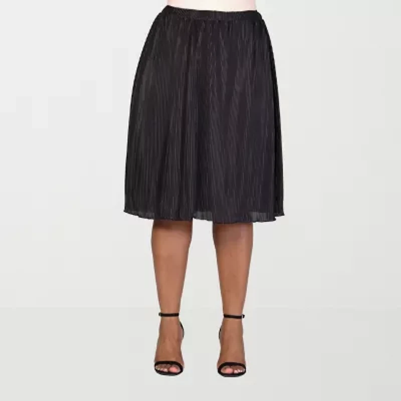 24seven Comfort Apparel Womens Midi Plus A-Line Skirt