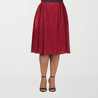 24seven Comfort Apparel Womens Plus Midi A-Line Skirt
