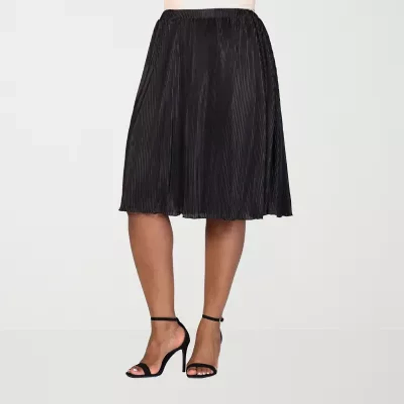 24seven Comfort Apparel Womens Midi Plus A-Line Skirt