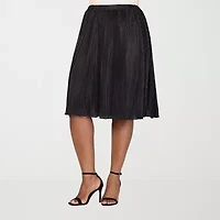 24seven Comfort Apparel Womens Midi Plus A-Line Skirt