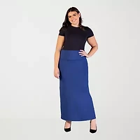 24seven Comfort Apparel Womens Plus Maxi Skirt