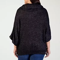 24seven Comfort Apparel Womens Cowl Neck Elbow Sleeve Plus Blouse