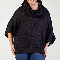 24seven Comfort Apparel Womens Cowl Neck Elbow Sleeve Plus Blouse
