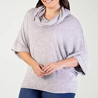 24seven Comfort Apparel Womens Plus Cowl Neck Elbow Sleeve Blouse