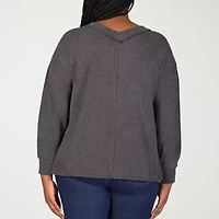 24seven Comfort Apparel Womens V Neck Long Sleeve Plus Blouse