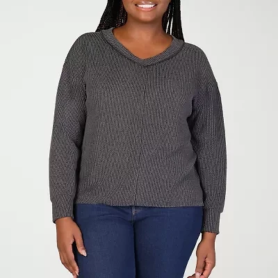 24seven Comfort Apparel Womens V Neck Long Sleeve Plus Blouse