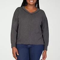 24seven Comfort Apparel Womens V Neck Long Sleeve Plus Blouse