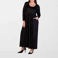 24seven Comfort Apparel Womens Plus Long Sleeve Maxi Dress