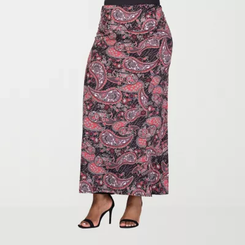 24seven Comfort Apparel Womens Maxi Skirt Plus