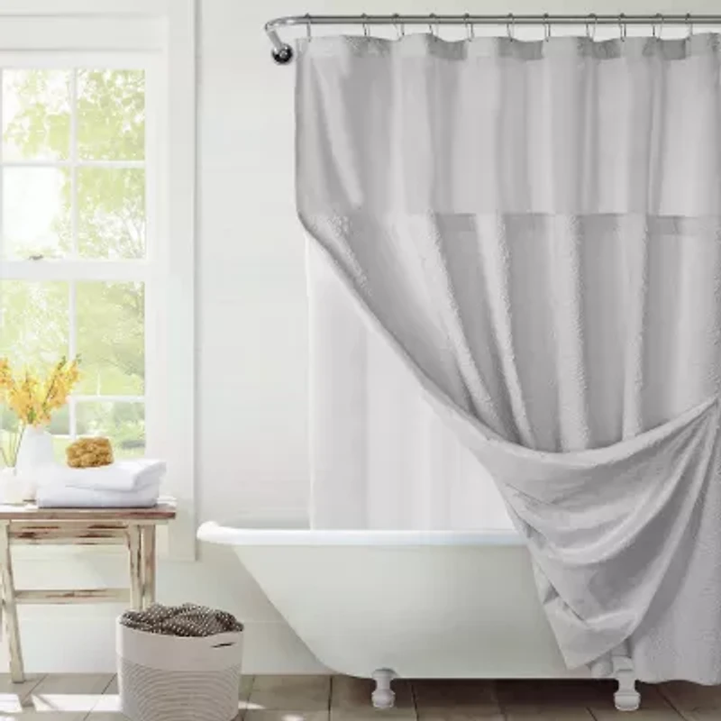 Awesome Home™ Starburst Snap Liner Hooks Shower Curtain Set
